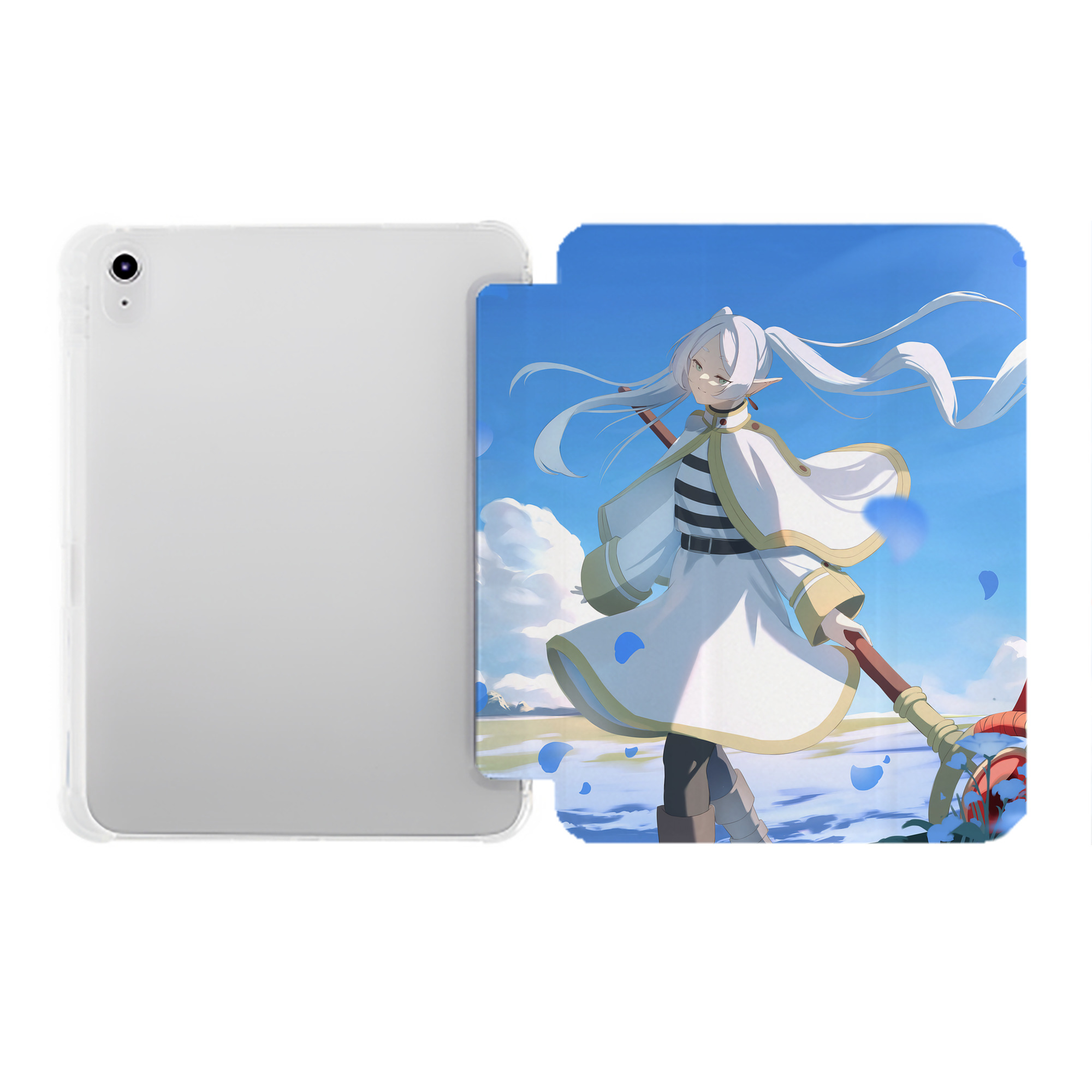 （画像用） 葬送のフリーレン Frieren IPad ケース ペン収納付き 三つ折りスタンド PUレザー×シリコン 対応機種9.5/10.5/10.9インチ